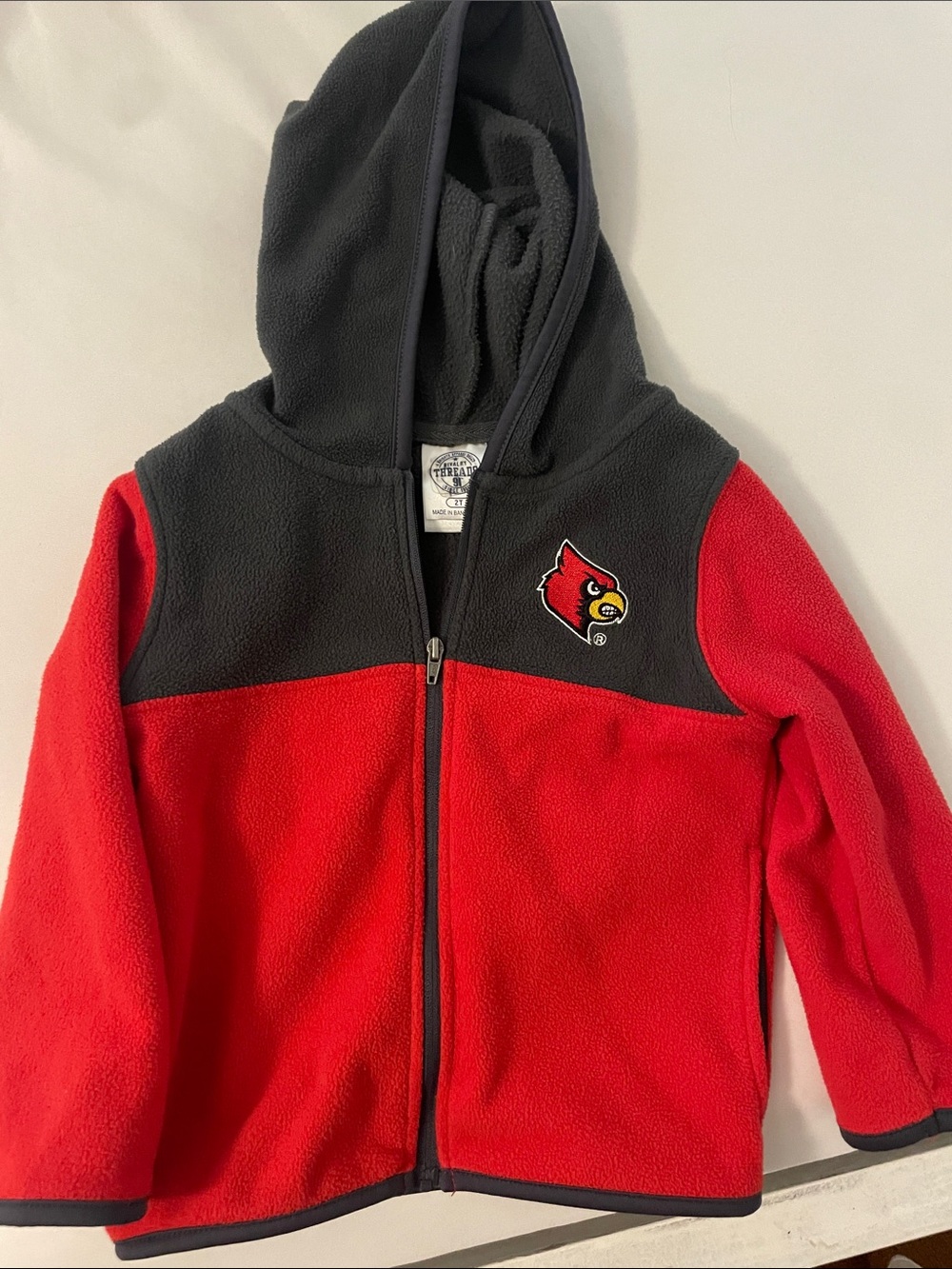 Rivalry Threads Red & Black Hooded Fleece Zip Jacket with Cardinal Patch